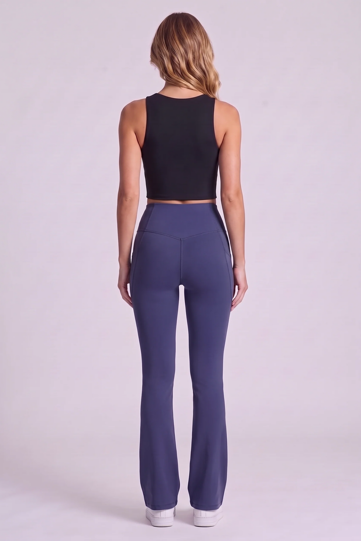 Harlow Bootcut Leggings in Mood Indigo - back view