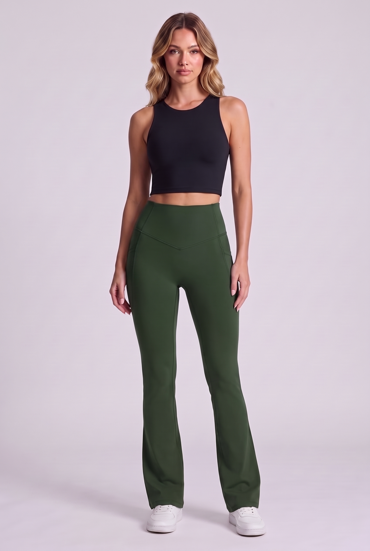 Harlow Bootcut Leggings - Deep Woodland Green, frente