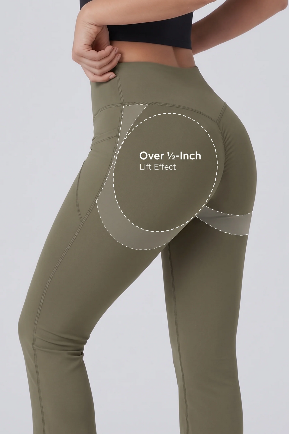 Harlow Bootcut Leggings in Dawn Brown - butt-lift detail