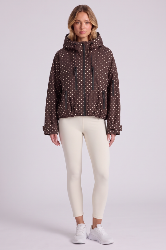Marlow Storm Jacket in Brown Dot - front view