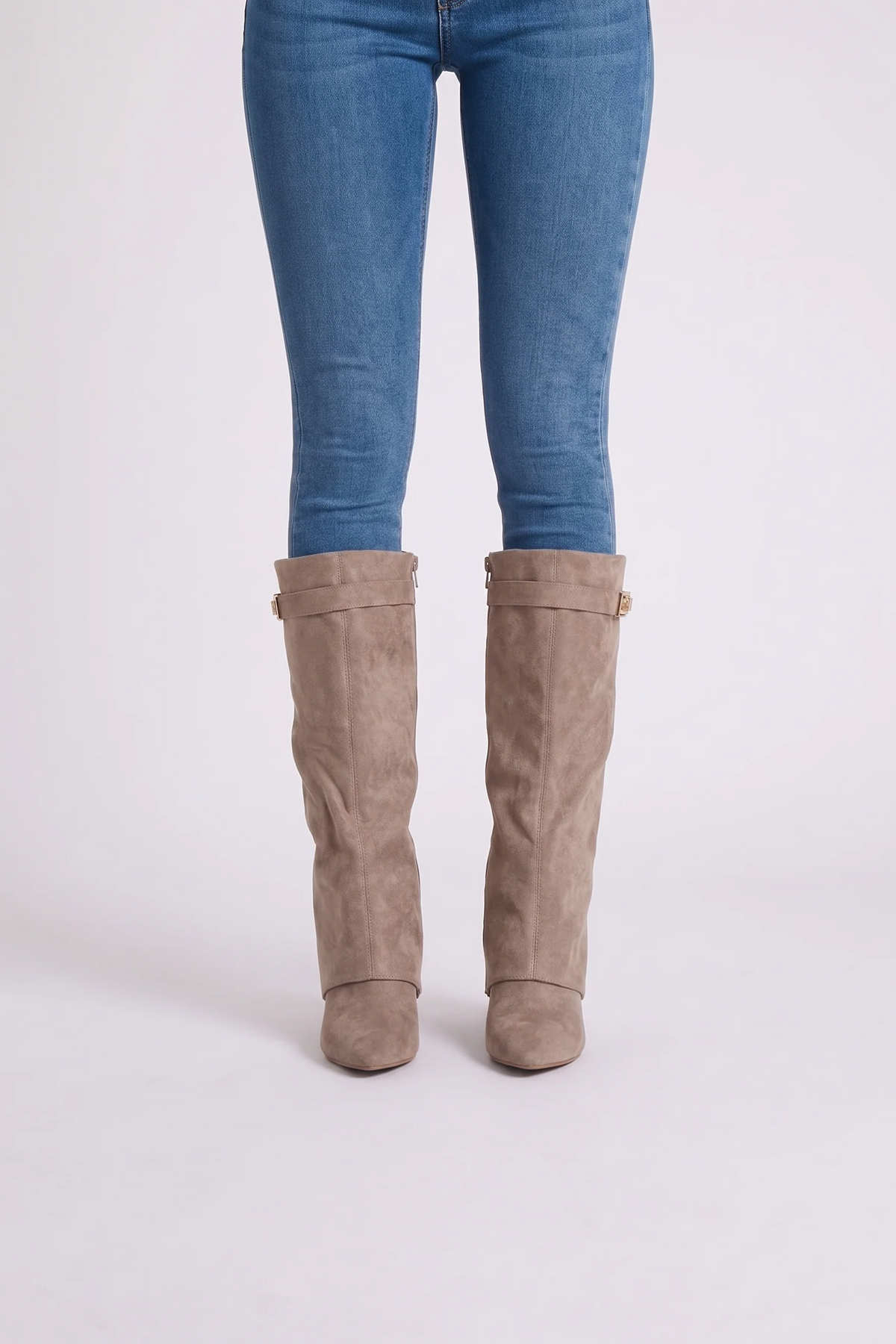 Talia Suede Beige Boots - front view