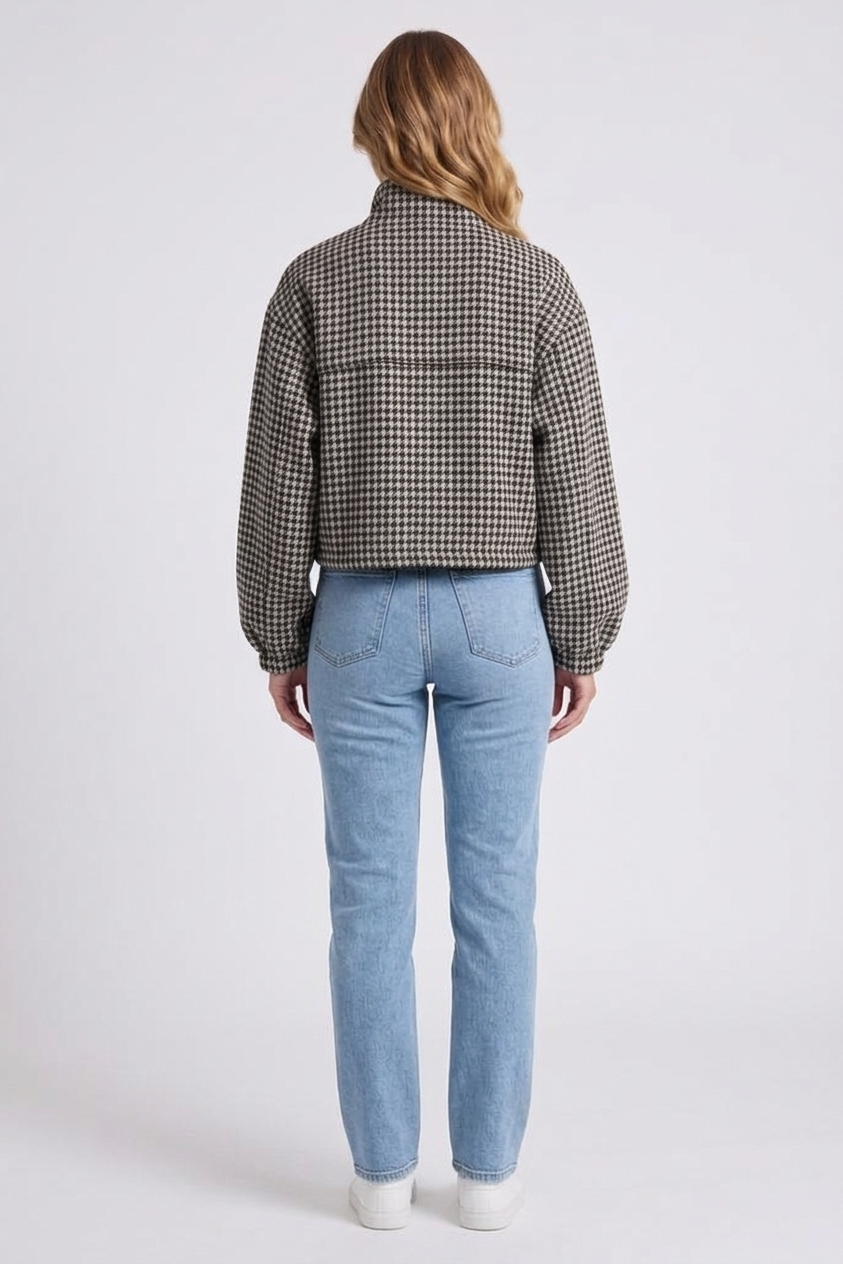 Sienna Houndstooth Jacket - Black Houndstooth back