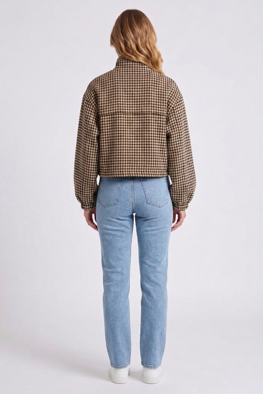 Sienna Houndstooth Jacket - Camel Houndstooth back