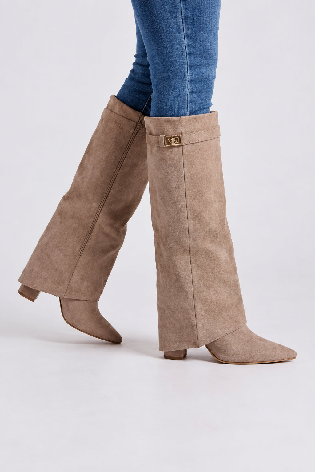 Talia Suede Beige Boots - side view