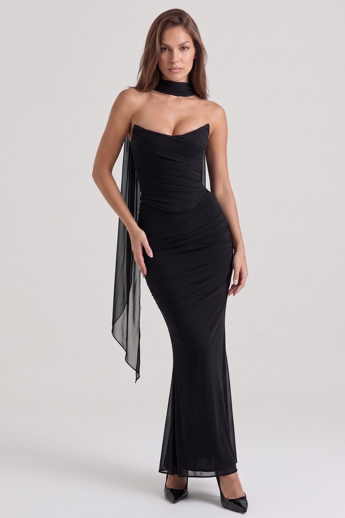 Juliette Corset Maxi Set - Black - front