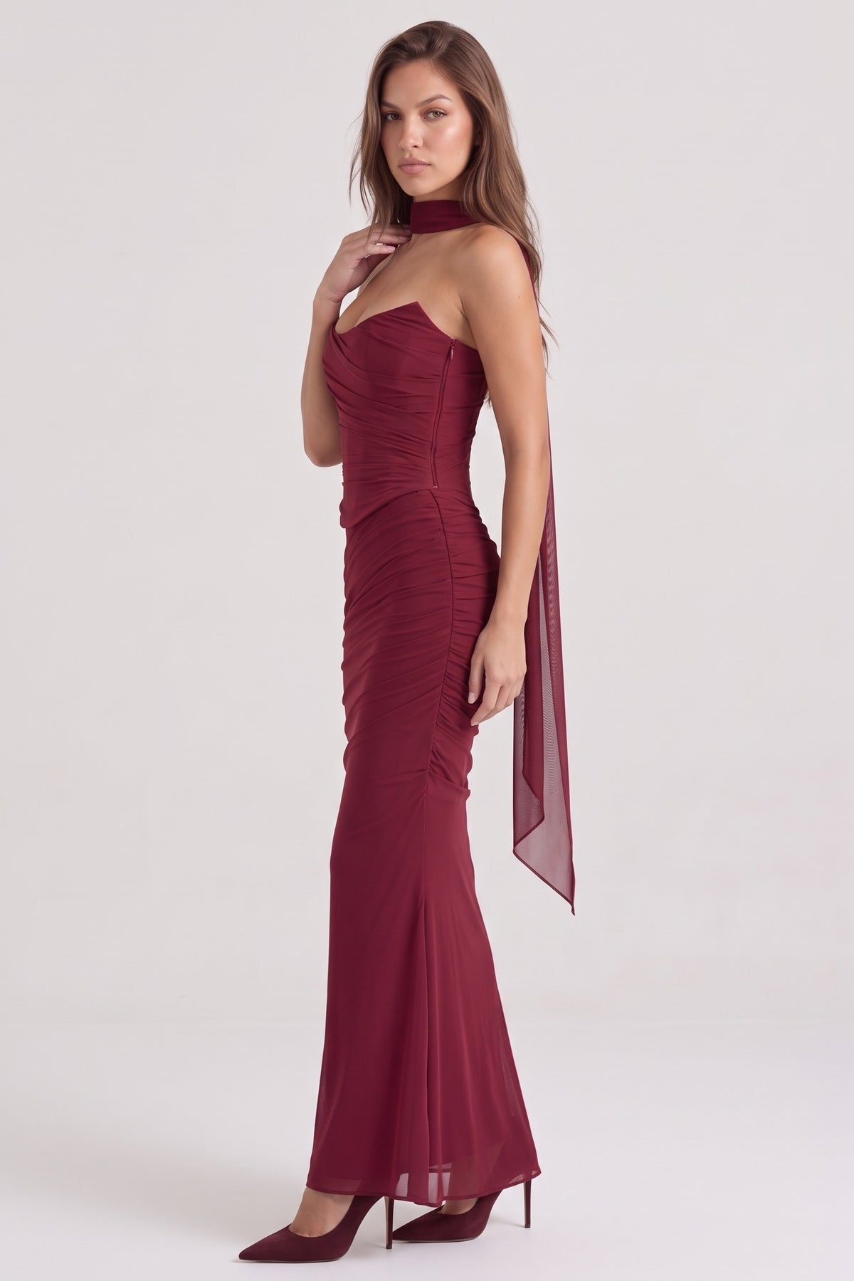 Juliette Corset Maxi Set - Burgundy - side