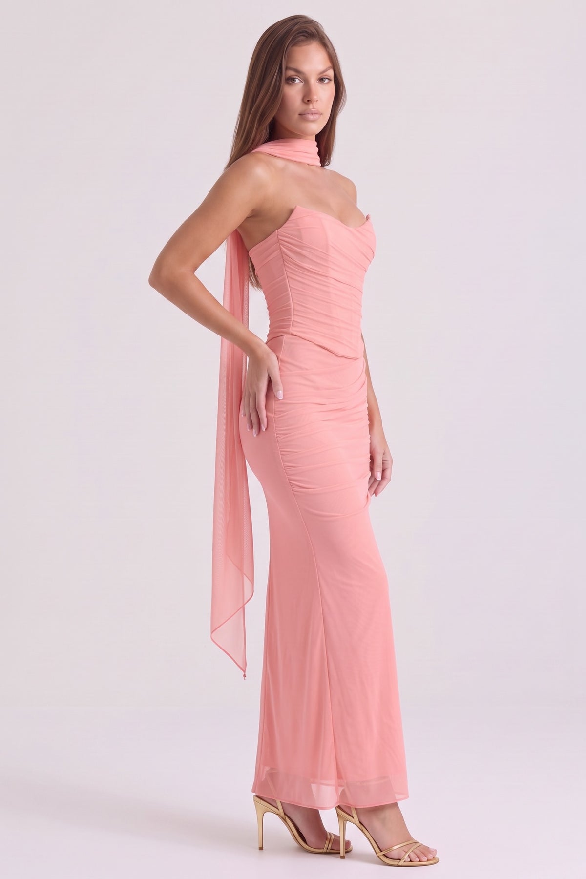 Juliette Corset Maxi Set - Pink - side