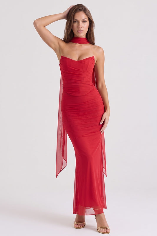 Juliette Corset Maxi Set - Red - front