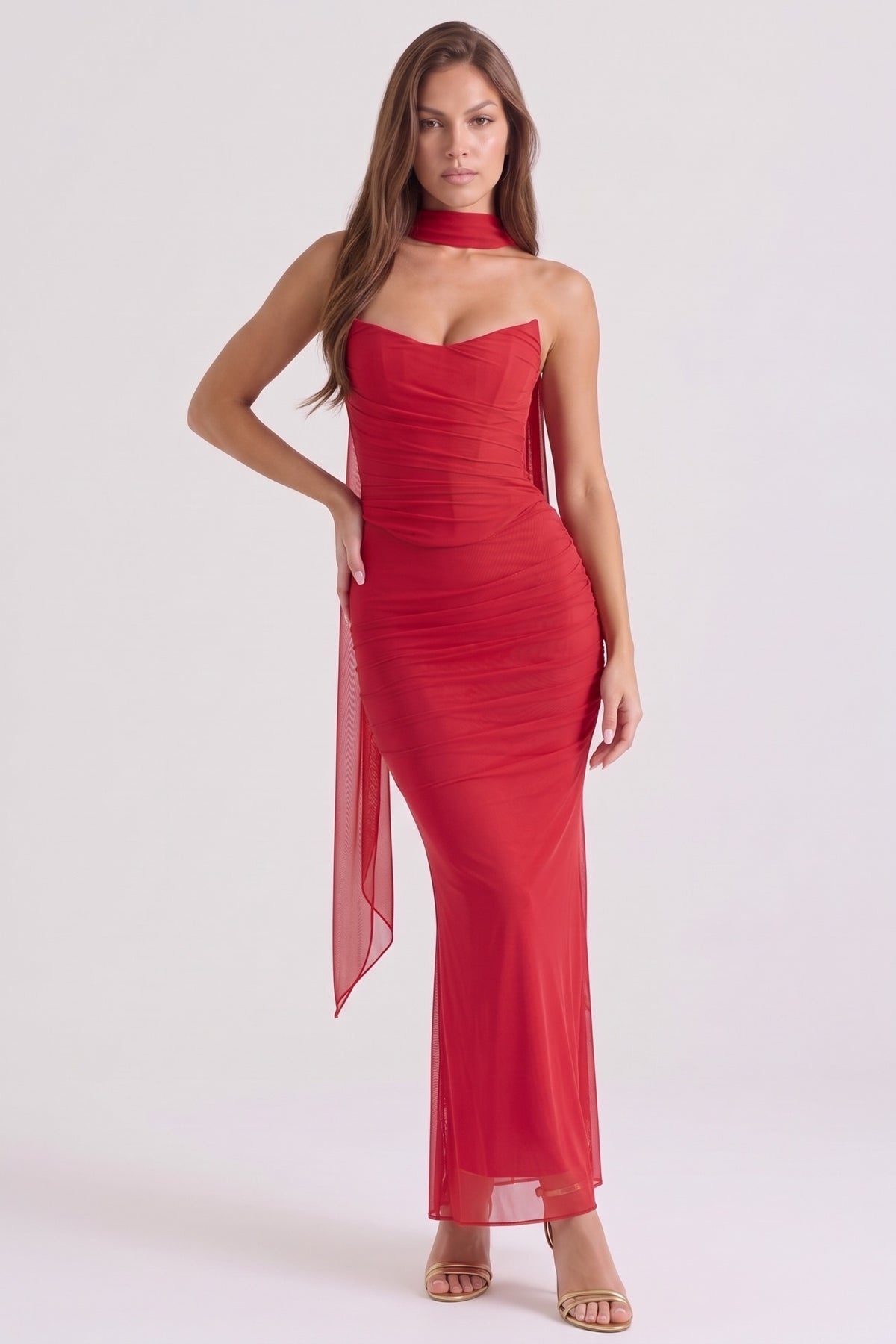 Juliette Corset Maxi Set - Red - pose