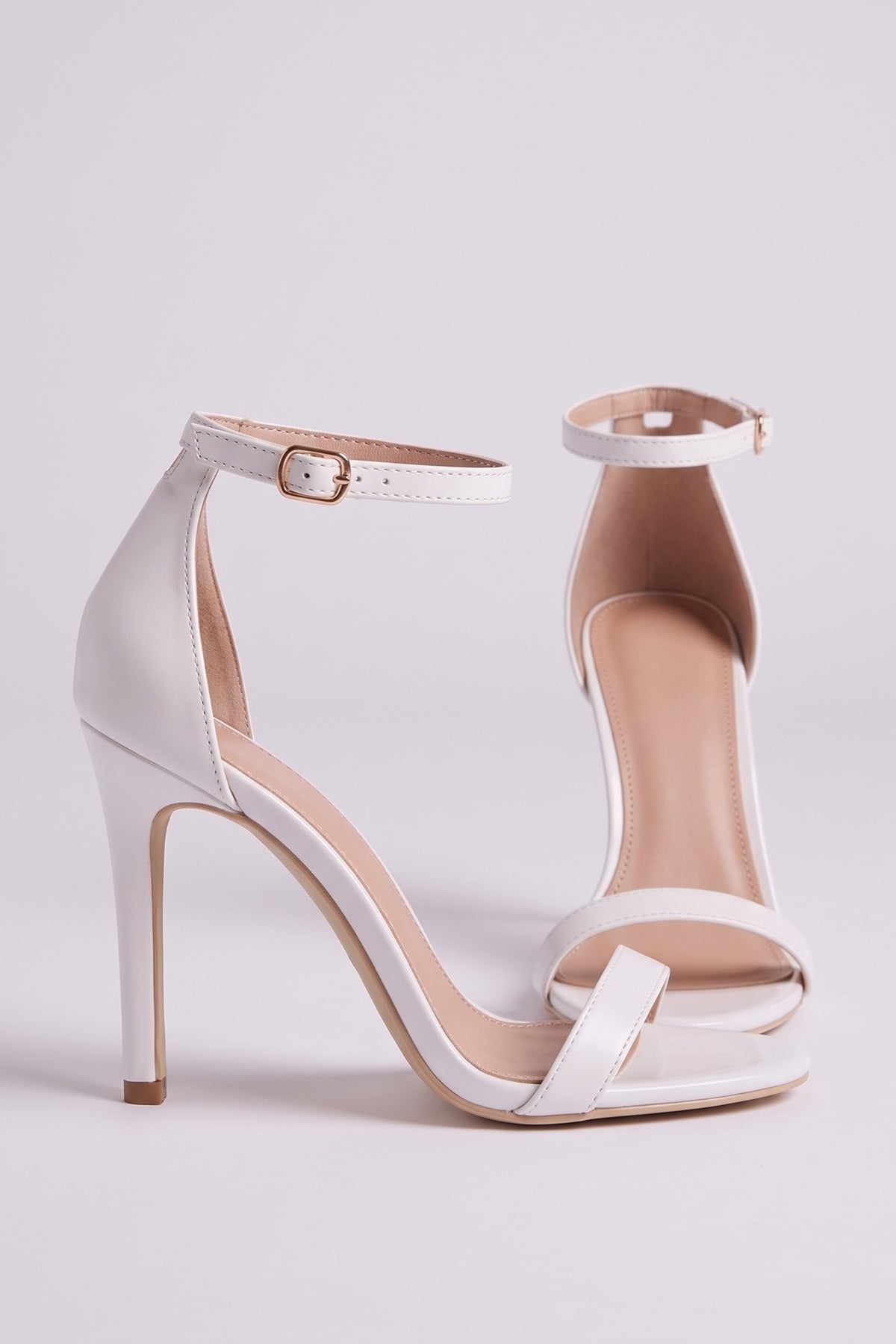 Lucia Strappy Heels in White, pair detail