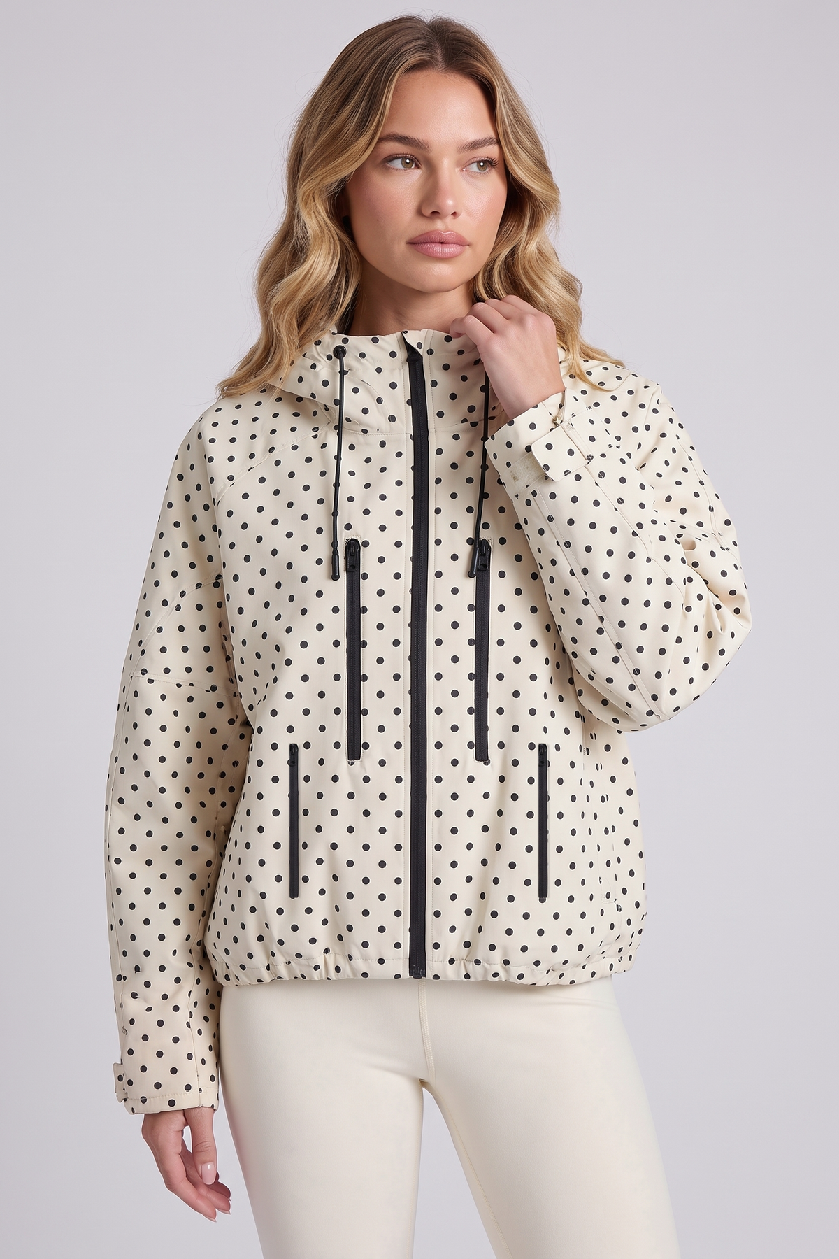 Marlow Storm Jacket in Pin Dot - chest pockets close-up