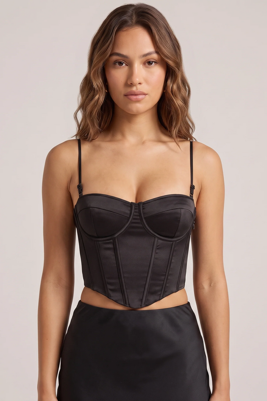 Odette Bustier Top in Black - close-up