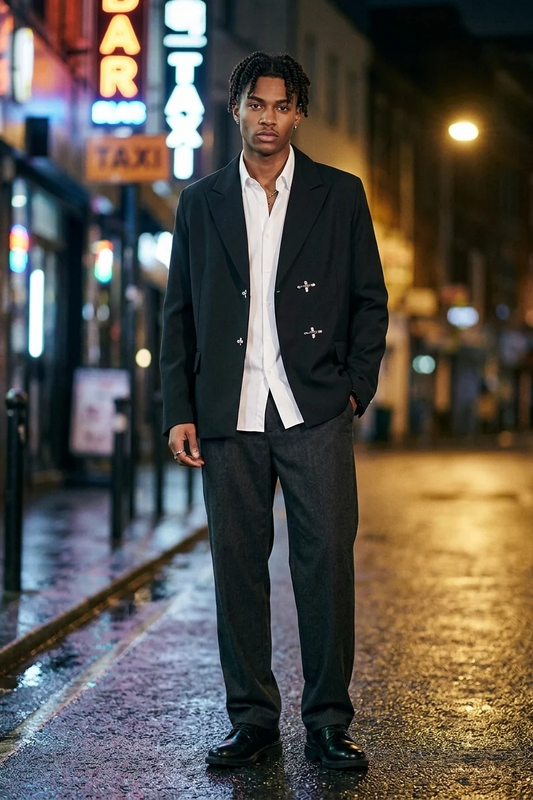 Rourke Clasp Blazer in Black - front view