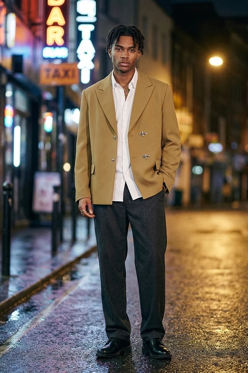 Rourke Clasp Blazer in Camel - front view